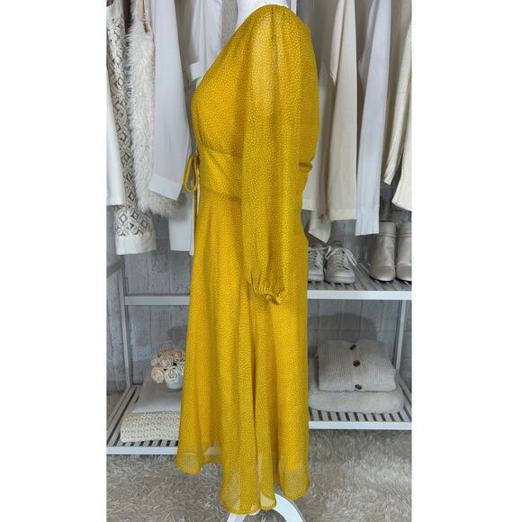 Le Lis Women’s Size M Yellow Polka Dot Lace Up Waist Lined A Line Dress #0481 - Picture 2 of 14